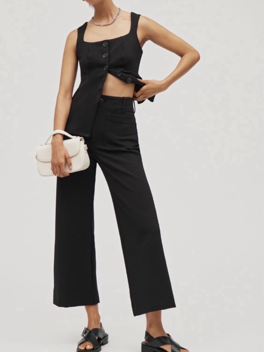 NWT Maeve The Colette Pant High Rise Wide Leg Magic Fabric Linen Blend Black 29